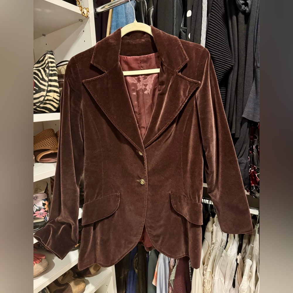 Vintage Brown Velvet Women's Blazer, size 6-8